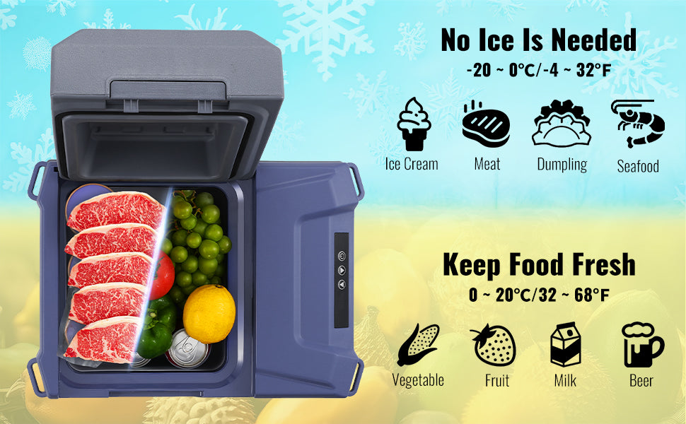 SucceBuy Portable Car Refrigerator — 8L–75L Single & Dual Zone Fridge with Bluetooth Temperature Control for Camping & RV