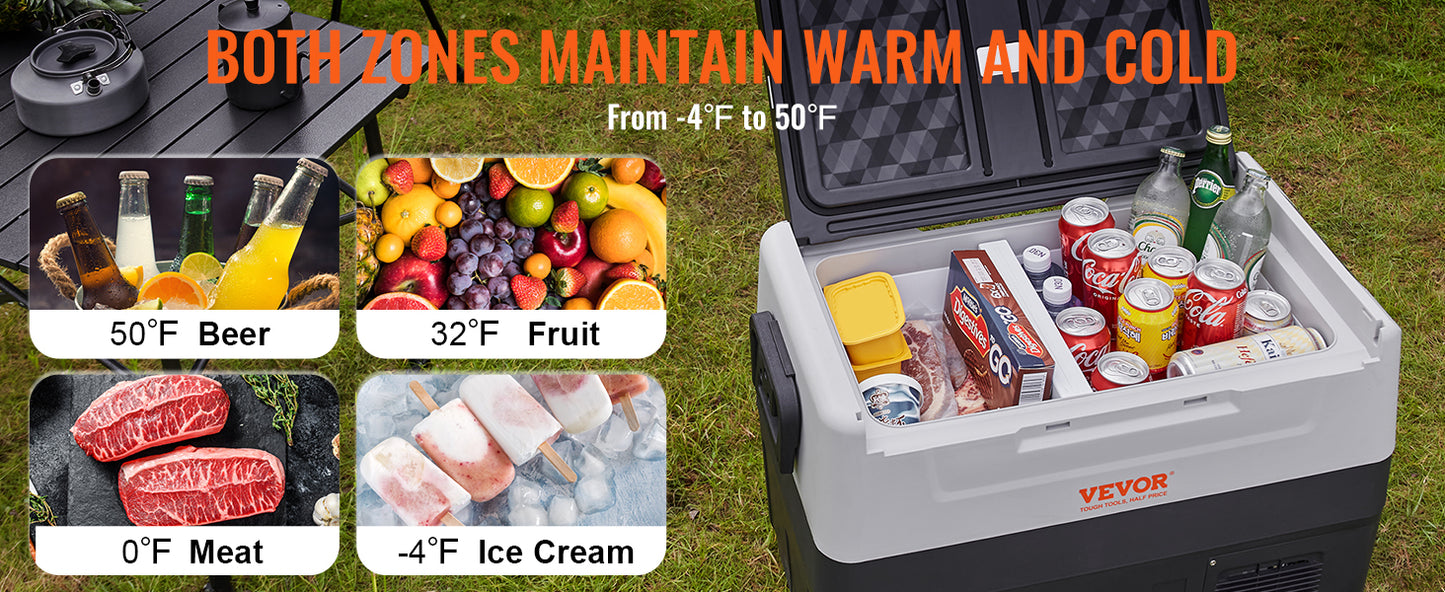 VEVOR Portable Car Refrigerator — 35L/45L/55L Foldable Handle Compressor Freezer with Wheels for Camping, Picnics & Travel
