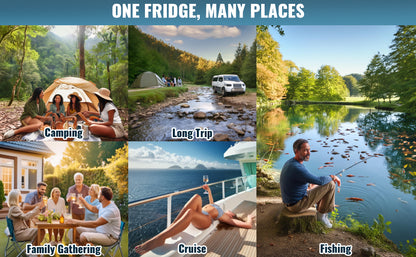 SucceBuy Portable Car Refrigerator — 8L–75L Single & Dual Zone Fridge with Bluetooth Temperature Control for Camping & RV