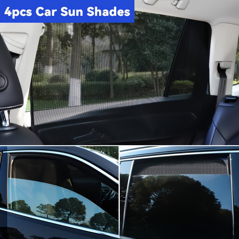 4 Pack Car Window Sunshade Curtains – Magnetic Attachment, Polyester Thermal Insulated Fabric, Sun Blocker Panels for Vehicle Protection