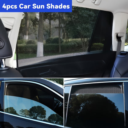 4 Pack Car Window Sunshade Curtains – Magnetic Attachment, Polyester Thermal Insulated Fabric, Sun Blocker Panels for Vehicle Protection