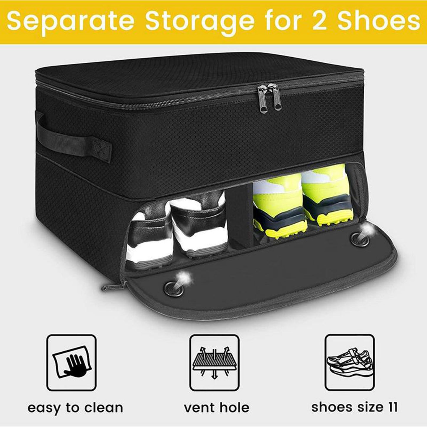 Golf Shoe Bag – Outdoor Foldable Storage for Golf Supplies, Oxford Cloth Holder Box for Ball & Towel, Portable Trunk Organizer