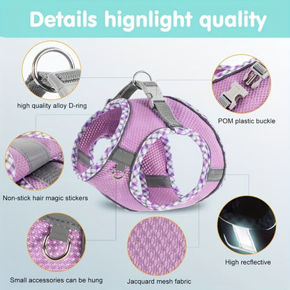 Breathable Pet Harness – No Pull Puppy Harness & Leash Set, Easy Walk Dog Harness for Comfortable Walking