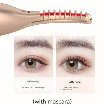 Multi-Use Heated Eyelash Curler - Compact Eye Makeup Tool with Trimmer for Brows and Unwanted Hair | Perfect for Styling and Grooming