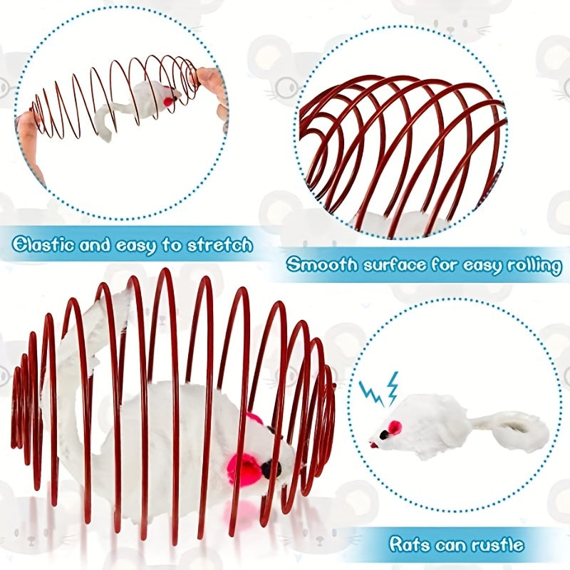 3pcs Interactive Cat Toy Set - Colorful Spring, Rolling Balls and Mouse Toys for Entertained Cats