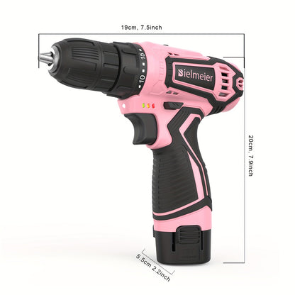 Bielmeier 12V Pink Cordless Drill Set & 20V 58pcs Black Cordless Drill Set – Essential Women's Power Tool Set for Home Projects, Stylish Pink Accessories for Home Maintenance