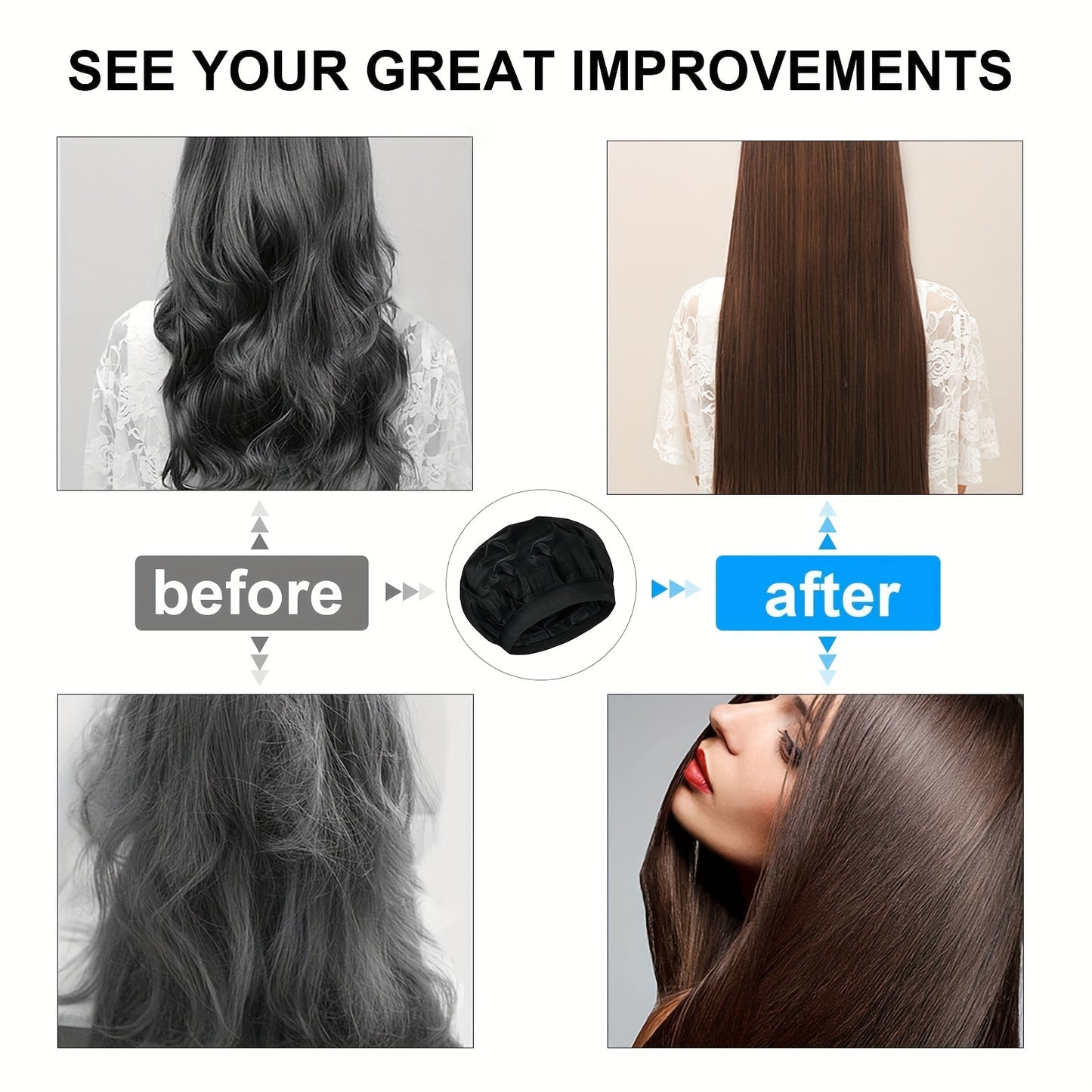 Cord-Free Deep Conditioning Hot Cap – Hair Care & Styling Steam Cap for Hot Therapy & Spa Treatment