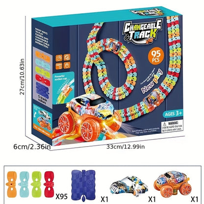 Colorful Luminous Electric Rail Car Set - Hangable Race Track Toy for Boys and Girls, Ideal for Birthdays, Christmas, Halloween (Battery Not Included)