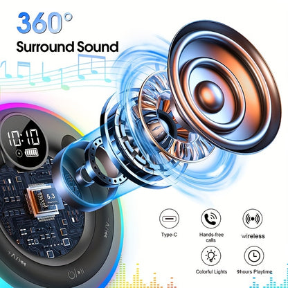 Portable Wireless Bathroom Speaker with Suction Cup - Stereo Sound, Built-In Microphone, 9-Hour Battery Life - Ideal for Travel, Parties and Outdoor Use