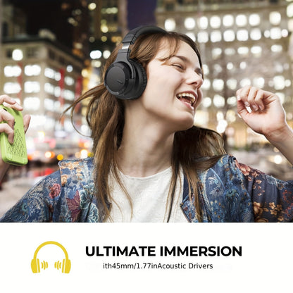 30 Hour Playtime Wireless Active Noise Cancelling Headphones - Premium Sound, Rich Bass, Crystal-Clear Calls, Comfort Fit, Foldable Design - Black