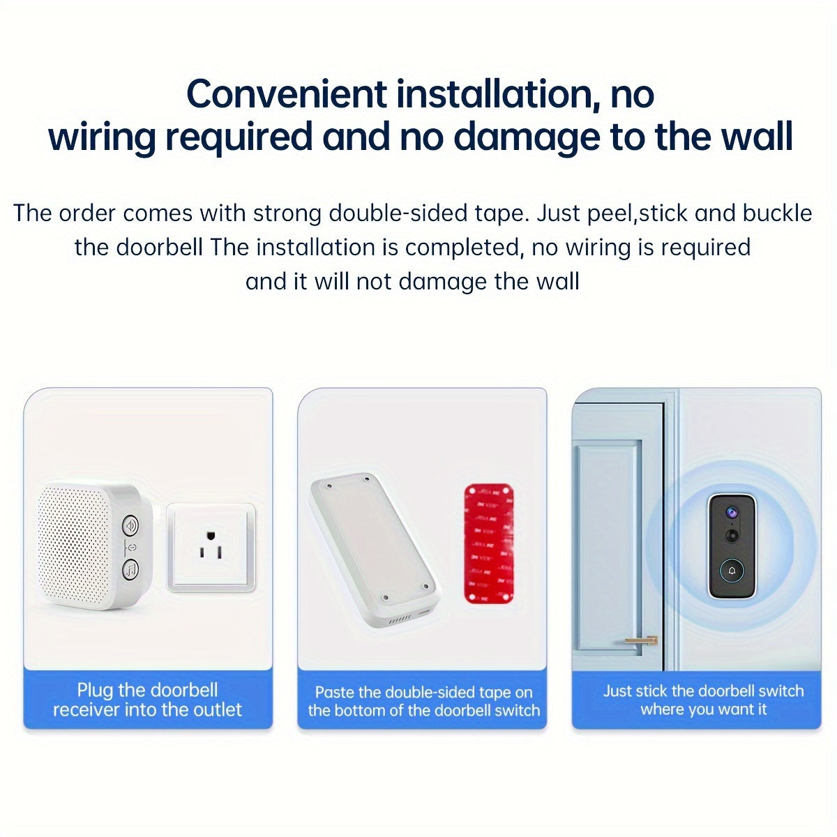 2K Wireless Doorbell Camera – HD Night Vision, 2.4G WiFi, Rechargeable, Two-Way Calls, PIR Motion Detector, Photo and Recording, APP Control, Voice Change Function