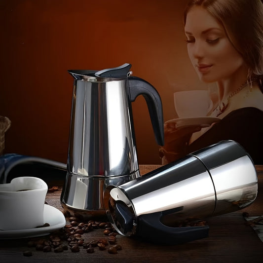 Classic Stainless Steel Moka Pot – 4 Cup Espresso Coffee Maker, Manual Octagonal Filter Jug for Home and Restaurant Use