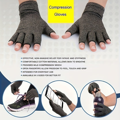 Fingerless Compression Gloves for Women and Men - Hand Joint Wraps, Sports Hand Support Thumb Gloves for Typing, Daily Work, and Hand Care - Open Finger Fit