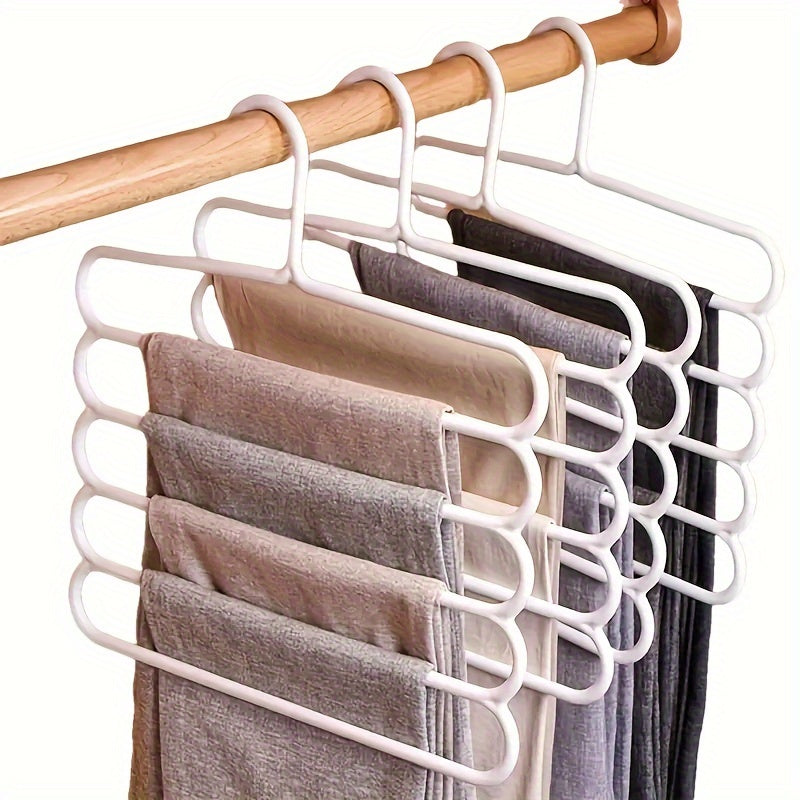 5pcs Multifunctional Five-Layer Pants Rack - Anti-Slip Multi-Layer Clothing Hanger for Wardrobe, Scarf & Pants Storage