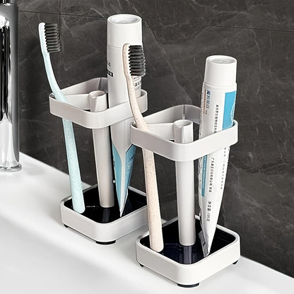 Toothbrush Holder Stand with Cover & Transparent Mouthwash Cup – Ideal for Bathrooms, Stores Toothpaste and Toothbrushes, Suitable for Home, Dormitory, School