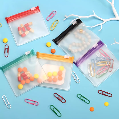 7pcs Reusable Zippered Pill Pouch Set - Translucent Medicine Organizer Bags in 7 Colors with Slide Lock for Travel