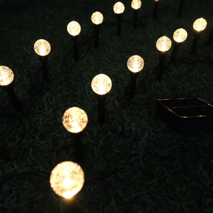 Solar Garden Path Lights - 15 LED Crystal Globe Stake Lights with Touch Control, Solar Powered, 600mAh Battery - Perfect for Garden, Camping, Independence Day, Christmas, Weddings, Parties