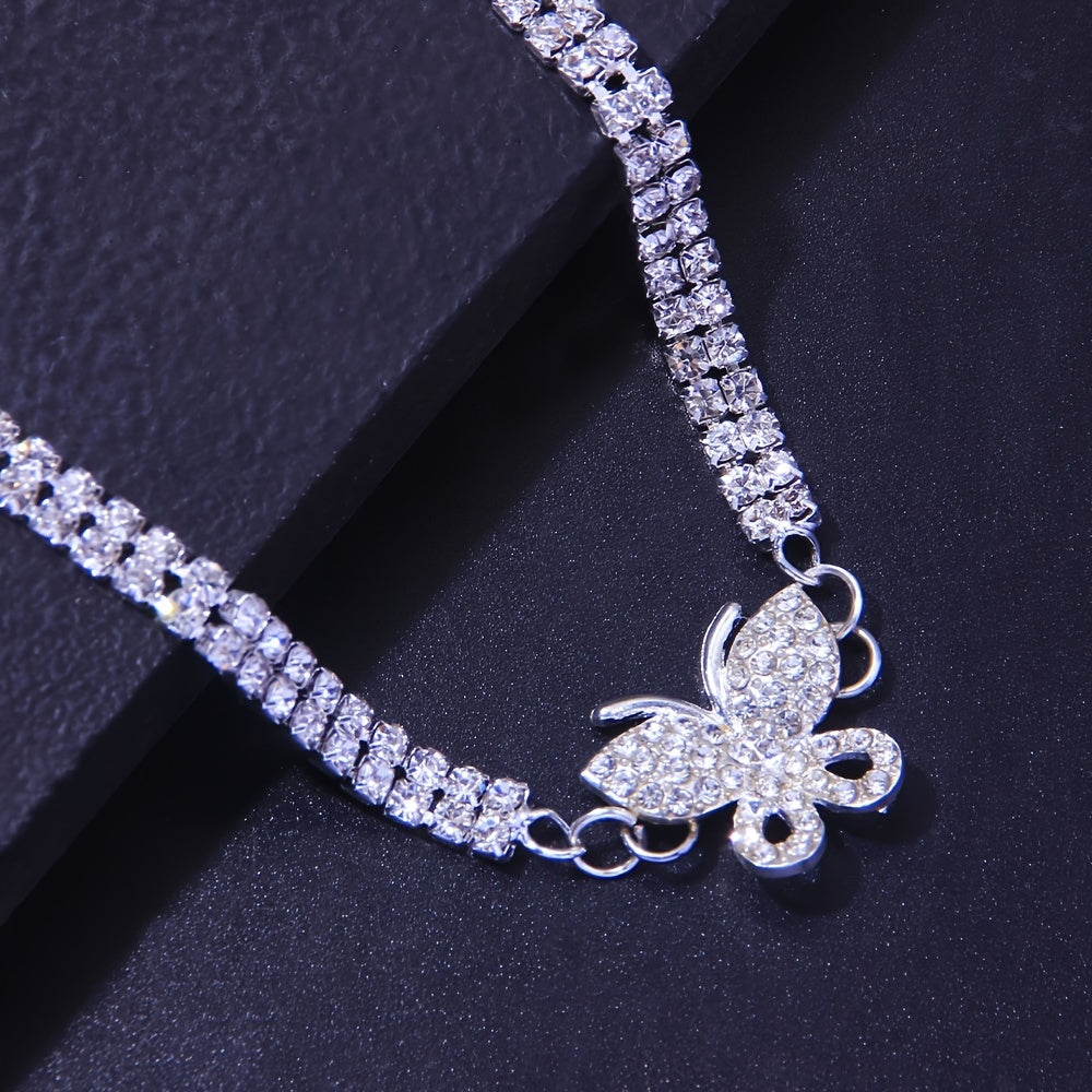 Sparkling Butterfly Tennis Anklets - Perfect Jewelry Footwear for Summer Beach Weddings & Parties