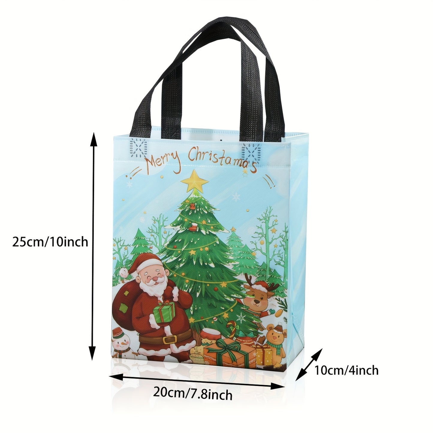 18 Pack Christmas Gift Bags with Handles – Reusable Woven Tote Bags, Waterproof & Foldable, Perfect for Holiday Party Supplies & Decorations