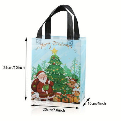 18 Pack Christmas Gift Bags with Handles – Reusable Woven Tote Bags, Waterproof & Foldable, Perfect for Holiday Party Supplies & Decorations