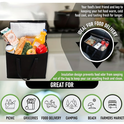 3 Pack Insulated Grocery Bags – Non-Woven Shopping Totes with Zipper, Collapsible for Food Transport