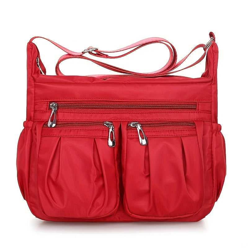 Waterproof Nylon Crossbody Bag for Women - Multi-Compartment Shoulder Purse with Zipper, Casual Everyday Bag for Middle-Aged and Elderly