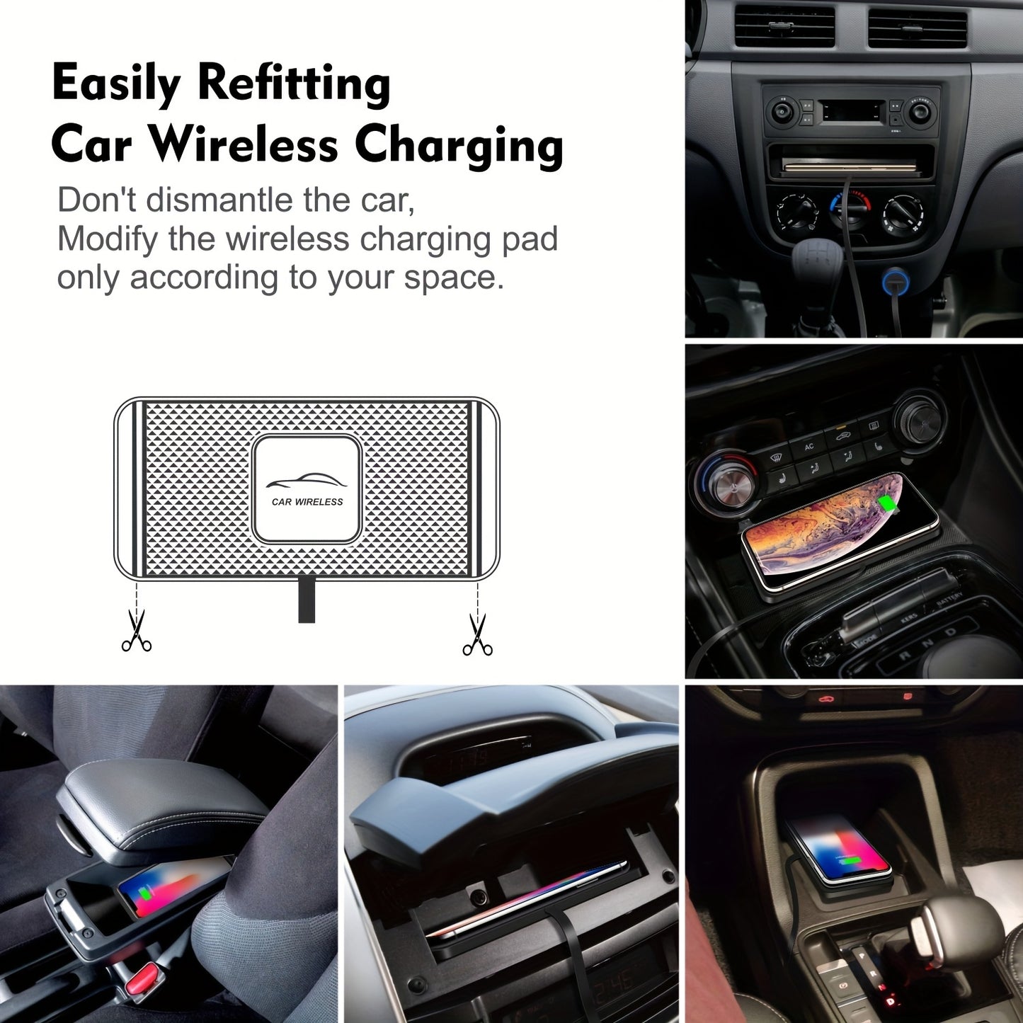 15W Fast Wireless Car Charger Pad – Non-Slip Silicone, Universal Compatibility for iPhone 14/13/12/11, Samsung – Safe and Rapid Charging Station