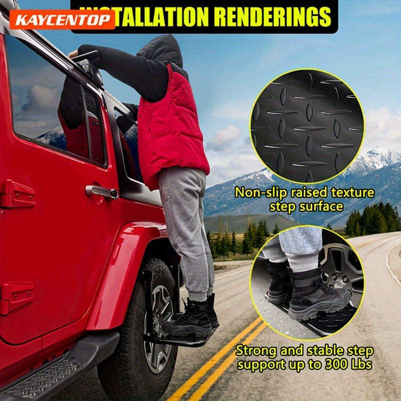 Universal Tire Step for Pickup Trucks & SUVs – Adjustable Auto Step for Tires 10.2'' to 14.4'', Non-Slip Coating, 300lbs Capacity