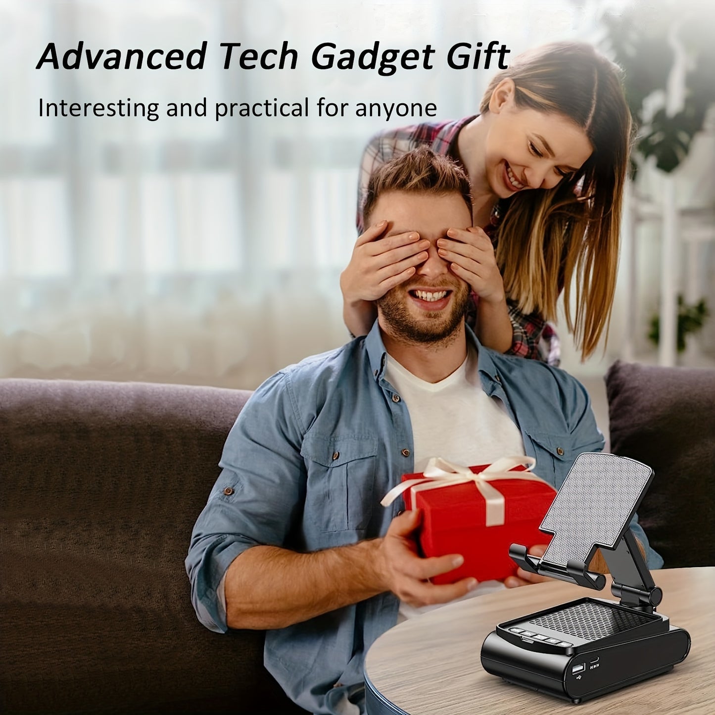 Cell Phone Stand with Wireless Speaker and Non-Slip Base – Portable, Suitable for Indoor/Outdoor, Desktop Use, Ideal for Parties, Camping, Gifts for Family and Friends