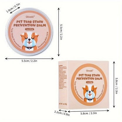 Pet Tear Stain Prevention Balm - Natural Eye Care for Dogs & Cats, Safe, Non-Irritating, Gently Cleanses & Repels Tears