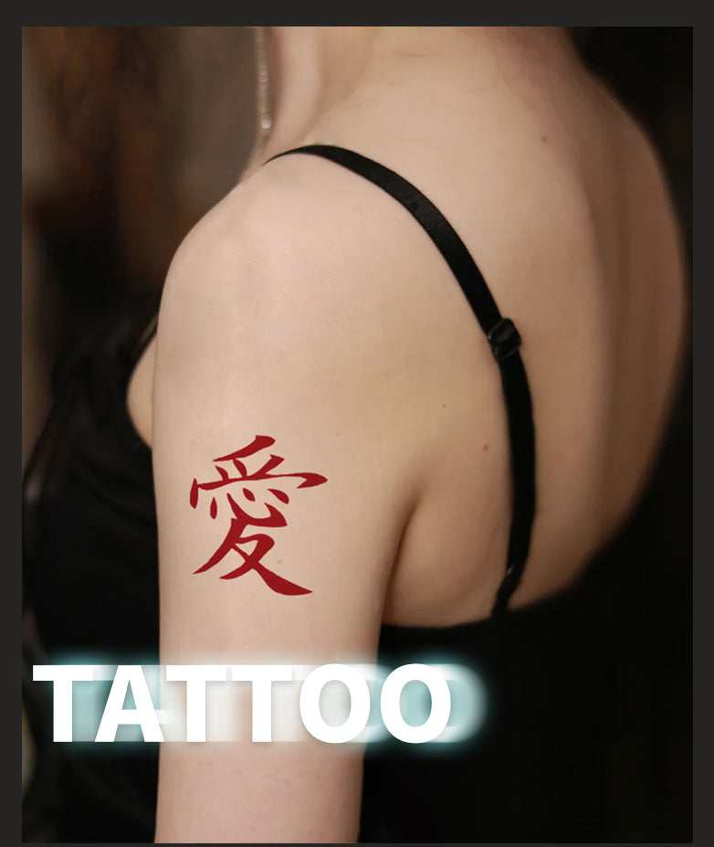 Japanese 'Love' Temporary Tattoo Stickers – Long-Lasting Waterproof Realistic Fake Tattoos for Men & Women