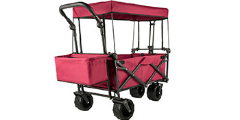 VEVOR Folding Wagon Cart with Adjustable Handle & Removable Canopy – Collapsible Oxford Cloth Utility Cart for Camping, Beach & Outdoor Use