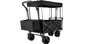 VEVOR Folding Wagon Cart with Adjustable Handle & Removable Canopy – Collapsible Oxford Cloth Utility Cart for Camping, Beach & Outdoor Use