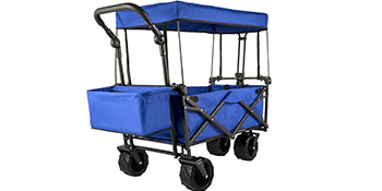 VEVOR Folding Wagon Cart with Adjustable Handle & Removable Canopy – Collapsible Oxford Cloth Utility Cart for Camping, Beach & Outdoor Use