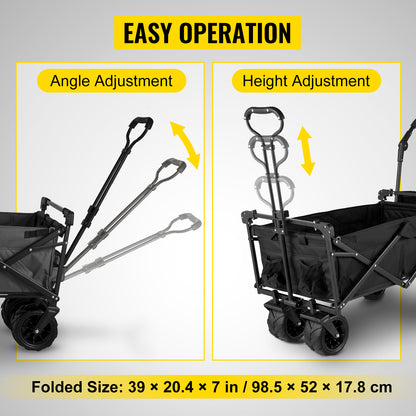 VEVOR Extra Large Collapsible Garden Wagon – Foldable Cart with Removable Canopy for Camping, Shopping & Groceries