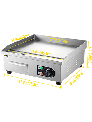 SucceBuy 14"-22" Electric Countertop Griddle – 1600W/3200W Stainless Steel Flat Top Teppanyaki Grill for Pancakes and Chicken