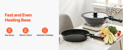 VEVOR 17-Piece Nonstick Granite Cookware Set – Induction Pots, Pans & Frying Tools for Kitchen