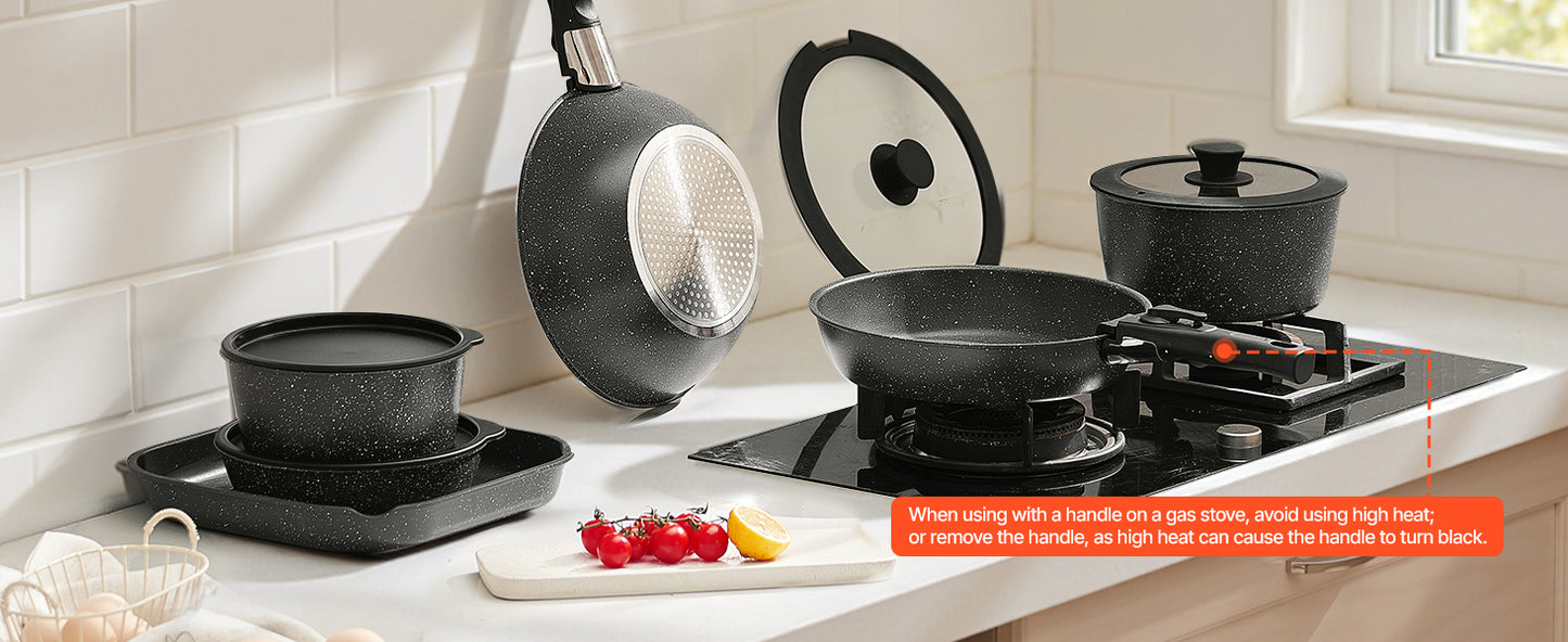 VEVOR 17-Piece Nonstick Granite Cookware Set – Induction Pots, Pans & Frying Tools for Kitchen