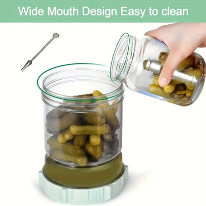 Reversible Pickle Jar – Large 52.9oz Capacity Food Storage Container with Strainer, Leak-Proof for Pickles, Peppers and Long Beans, Kitchen Supplies