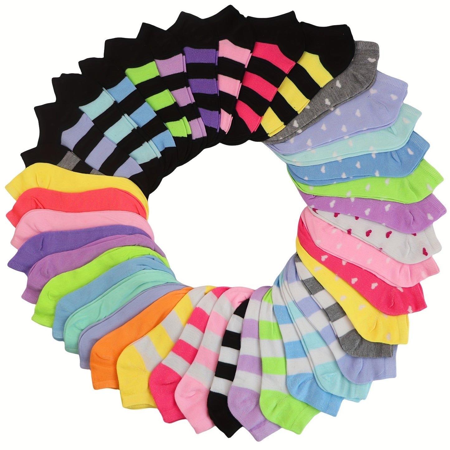 20 Pairs Candy Color Low Cut Ankle Socks for Women – Casual and Breathable Hosiery