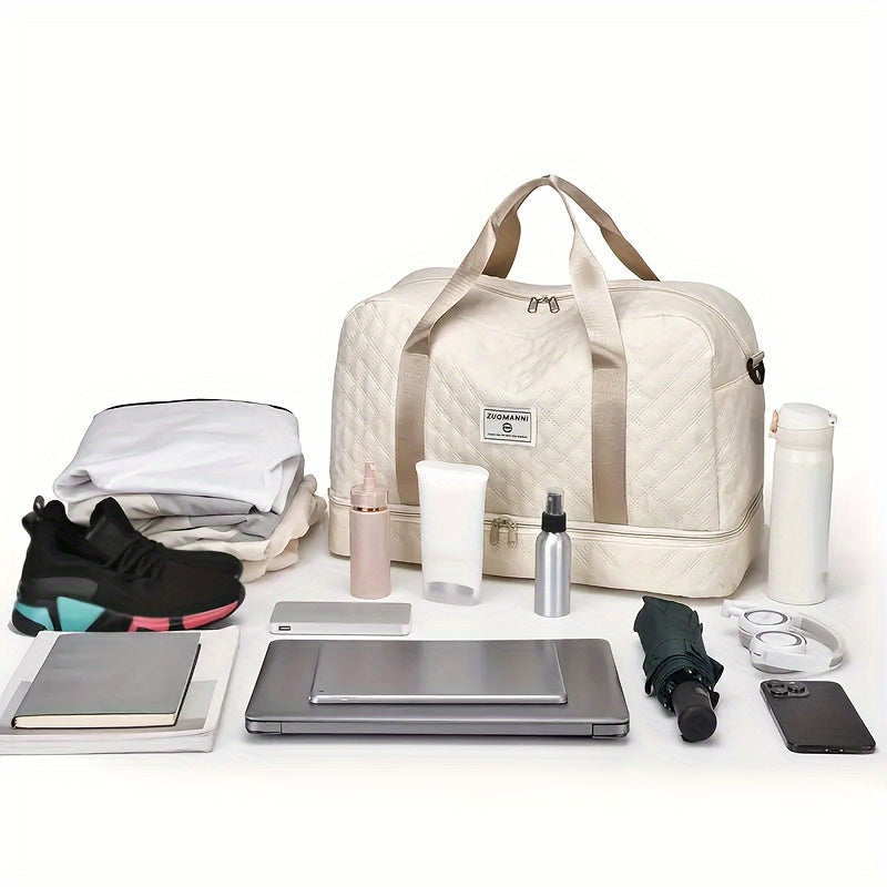 Luxury Large Capacity Duffel Bag – Versatile Shoulder & Crossbody Tote with Dry-Wet Separation Pockets and Dual Side Pockets for Travel & Gym