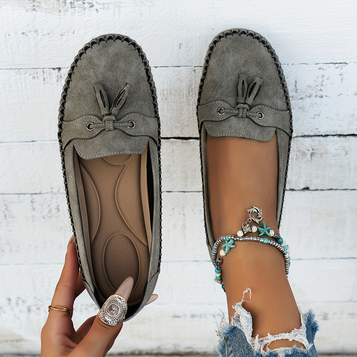 Large Size Wheat Ear Decoration Light - Comfortable & Soft Women's Flat Loafers
