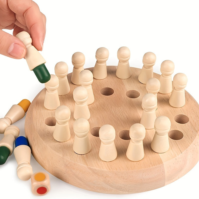 Wooden Memory Match Stick Chess - Portable Brain Teaser Puzzle Game for Kids and Adults, Ages 3-6, Enhances Cognitive Skills, Ideal for Travel and Gifting