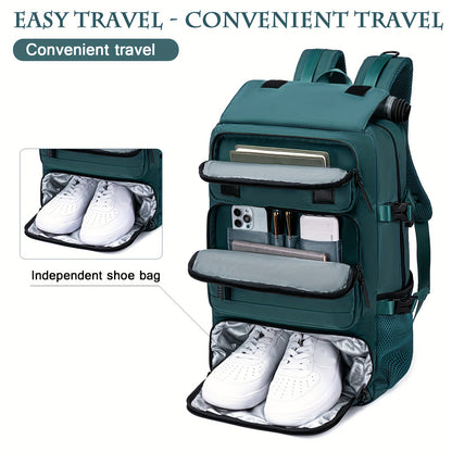 Multifunctional Travel Backpack - Waterproof Computer Backpack with Shoe Compartment, 17.3-Inch Laptop Carry-On, Airline-Approved Schoolbag for Men and Women