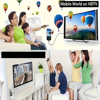 USB 3.1 Type-C to HDTV Adapter Cable - 4K HD Display, 2m/6.6ft, USB-Powered, Direct Phone to TV Connection, No WiFi/Software Required