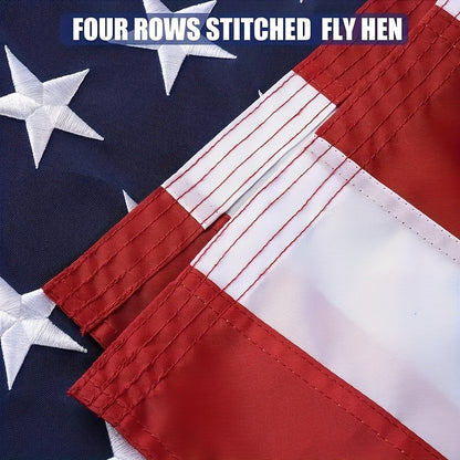 Premium 3x5ft American Flag – Embroidered Stars, Stitched Stripes, Durable & Fade-Resistant with Brass Grommets for Outdoor Use
