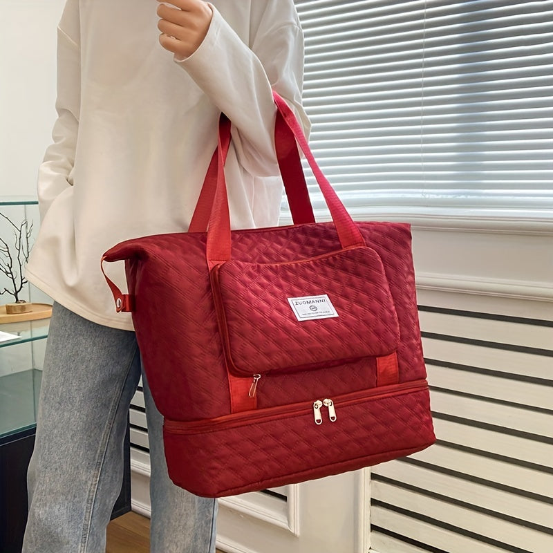 Large Capacity Travel Duffle Bag - Lightweight Argyle Pattern Luggage, Perfect for Gym and Travel