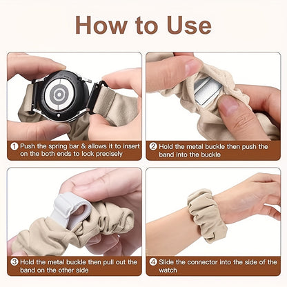 Adjustable Scrunchie Band for Samsung Galaxy Watch 6/5/4 - Soft Stretchy Strap for Women, Compatible with 40mm, 44mm, 45mm, 42mm and 46mm