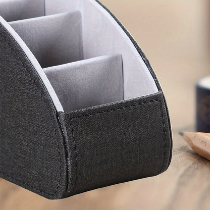 5 Slot PU Leather Remote Control Holder – Sleek Tabletop Caddy for TV Remotes and Desk Organizer, Perfect for Bedside Storage