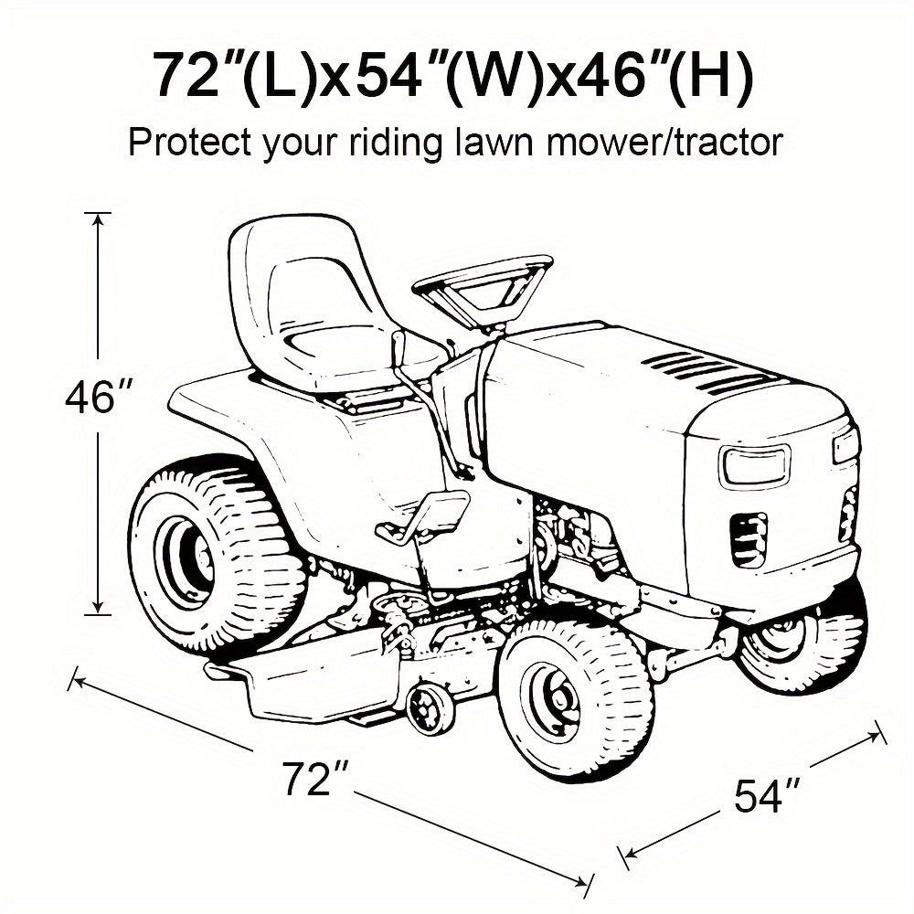 Heavy Duty Waterproof Lawn Mower Cover – 72"x54"x46" with UV Protection for Riding Lawn Tractors